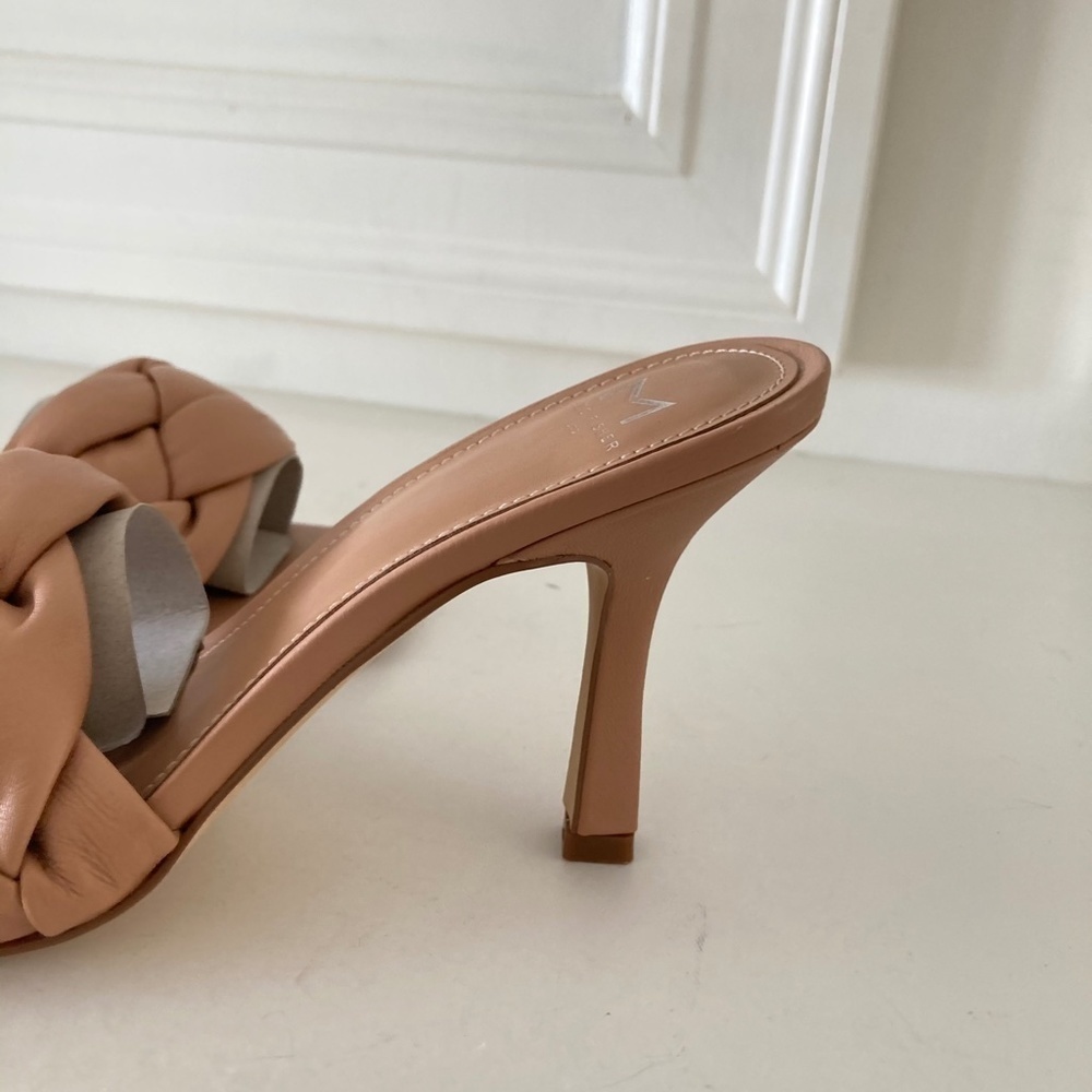 NWOT Mark Fisher Anthropologie Puffy Square Toe Heels Neutral Leather Sz 8.5 - Picture 3 of 8